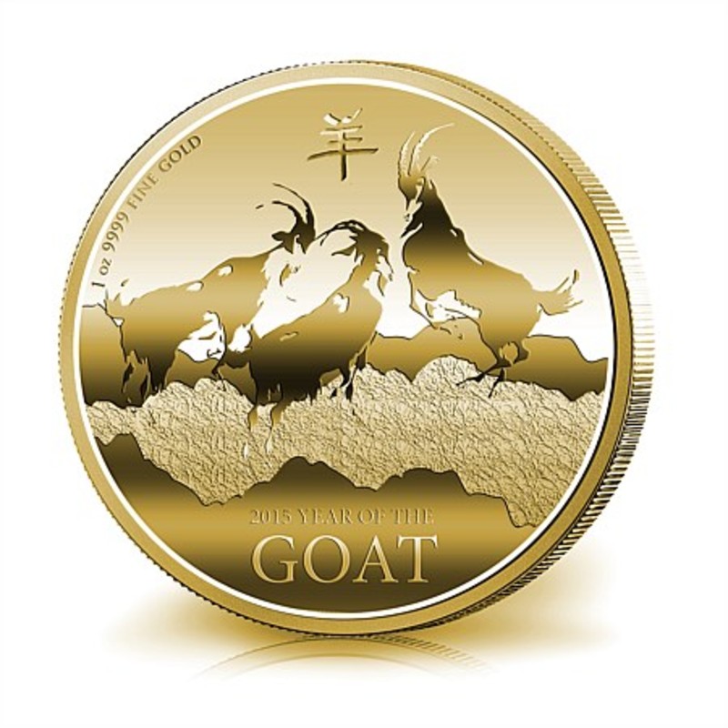 Золотая монета Год Козы (Ниуэ), 1 унция (31,1 г) чистого золота (0,9999 пробы)