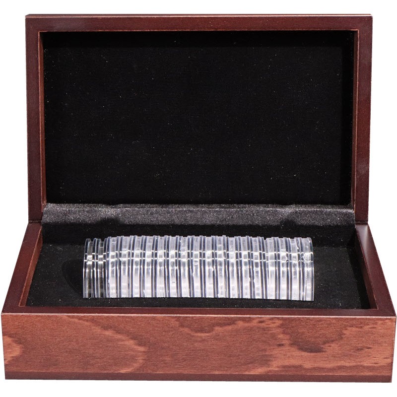 Футляр деревянный на 20 монет Георгий Победоносец (роллом)