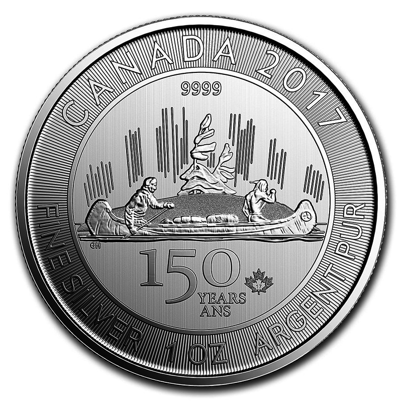 Серебряная монета Канады «150 лет Вояжерам» 2017 г.в., 31.1 г чистого серебра (проба 0.9999)