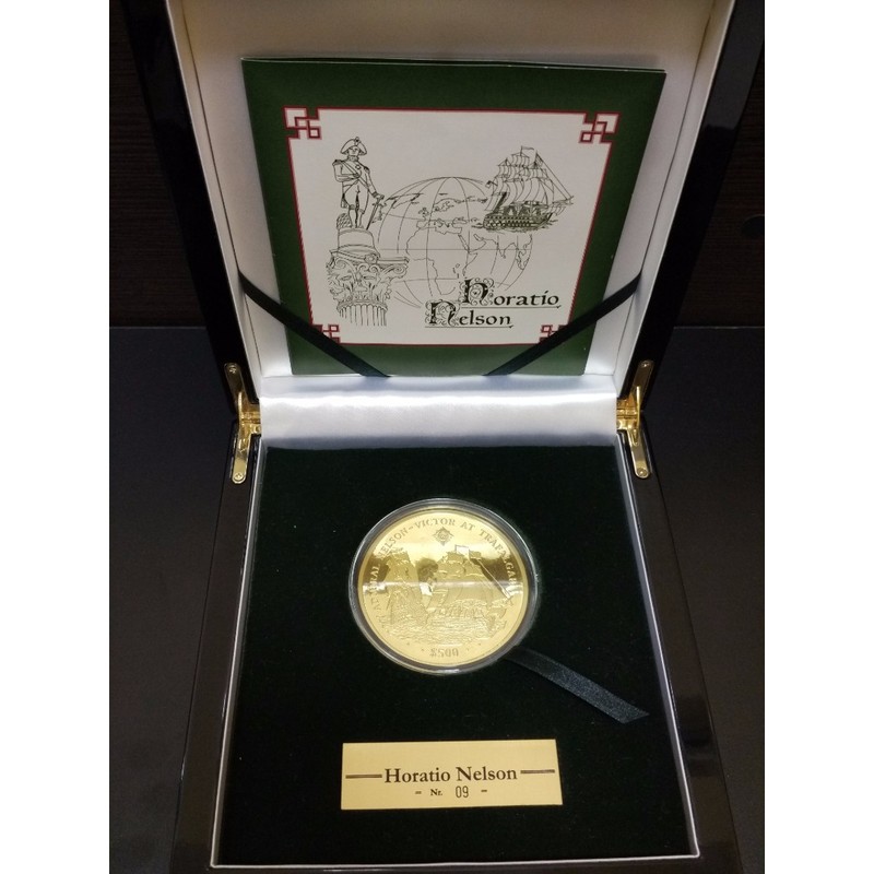 Золотая монета Виргинских островов «Горацио Нельсон» 2008 г.в., 155.5 г чистого золота (проба 0.9999)