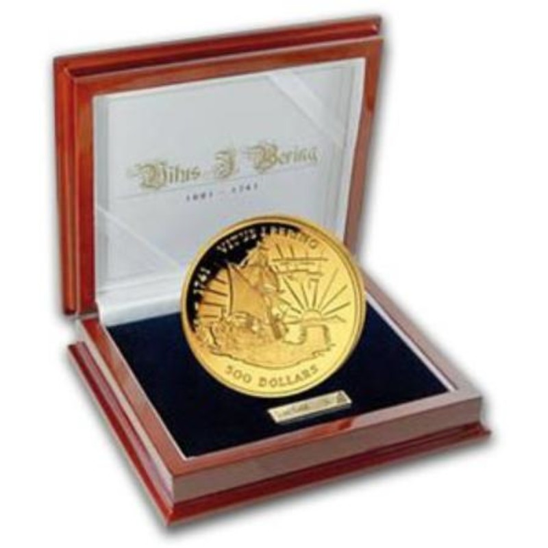 Золотая монета Виргинских островов «Беринг» 2011 г.в., 155.5 г чистого золота (проба 0.9999)